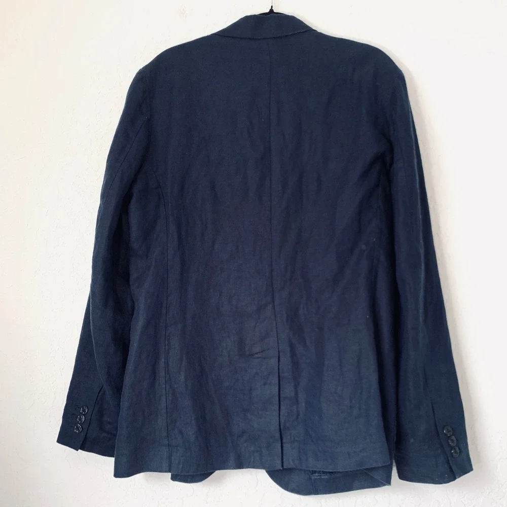 Nautica 100% Linen Blazer Men M Navy Blue Sport Coat Coastal Resort Quiet Luxury